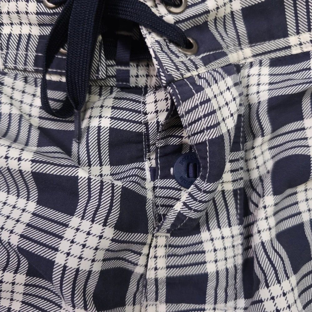 Patagonia Minimalist Wavefarer Board Shorts Men 36 Blue Plaid Swim Trunks Beach